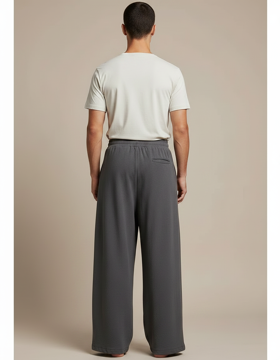 Pantalon Jupe Gris Ample Plissé Décontracté Homme - Molleton - vue 2