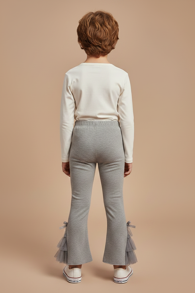 Pantalon Jupe Gris Évasé Tulle Enfant Confortable - Molleton - vue 2