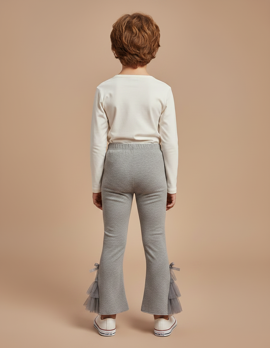 Pantalon Jupe Gris Évasé Tulle Enfant Confortable - Molleton - vue 2