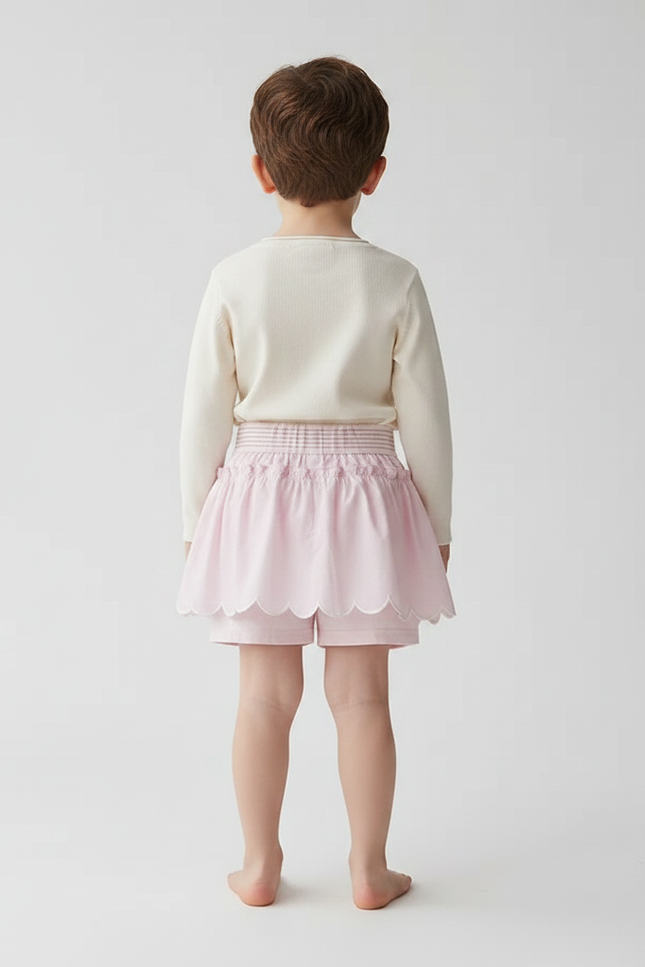 Pantalon Jupe Rose Scallopée Volants Doux Enfant - Coton - vue 2