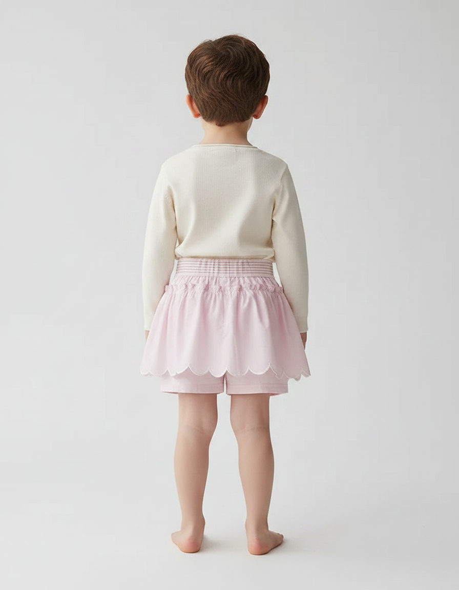 Pantalon Jupe Rose Scallopée Volants Doux Enfant - Coton - vue 2