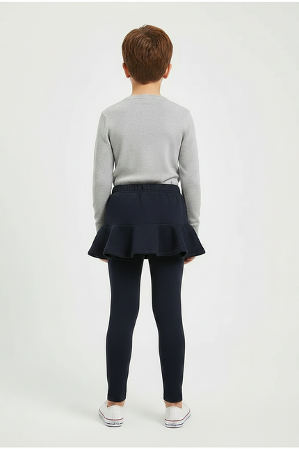 Pantalon Jupe Marine Côtelé Volanté Enfant Hiver - Molleton - vue 2