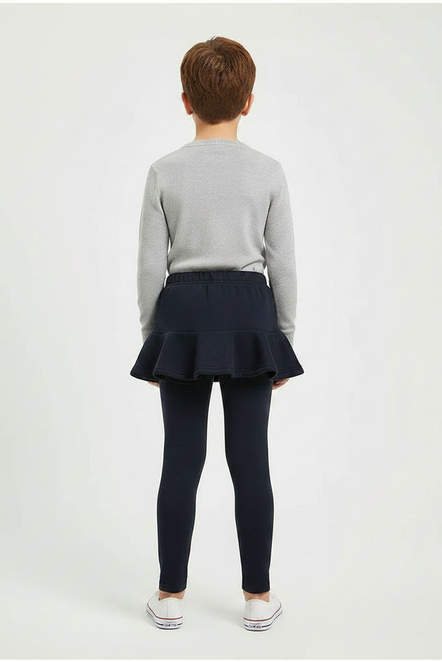 Pantalon Jupe Marine Côtelé Volanté Enfant Hiver - Molleton - vue 2