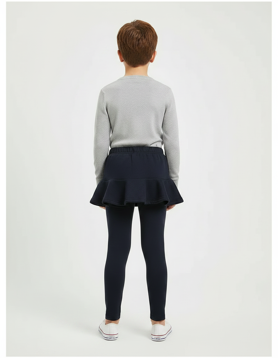 Pantalon Jupe Marine Côtelé Volanté Enfant Hiver - Molleton - vue 2