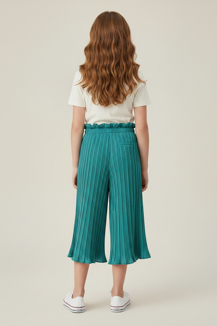 Pantalon Jupe Plissé Vert Ample Fille Décontracté - Polyester - vue 2