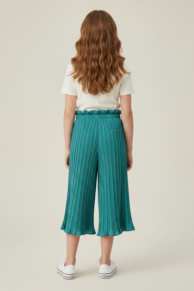 Pantalon Jupe Plissé Vert Ample Fille Décontracté - Polyester - vue 2