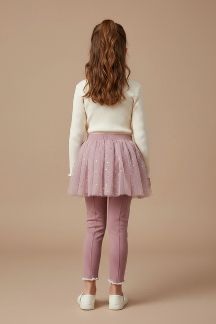 Pantalon Jupe Rose Tulle Paillettes Intégré Fille - Molleton - vue 2