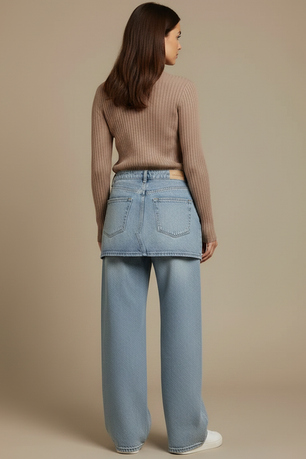 Pantalon Jupe Jean Bleu Ample Déstructuré Décontracté - vue 2