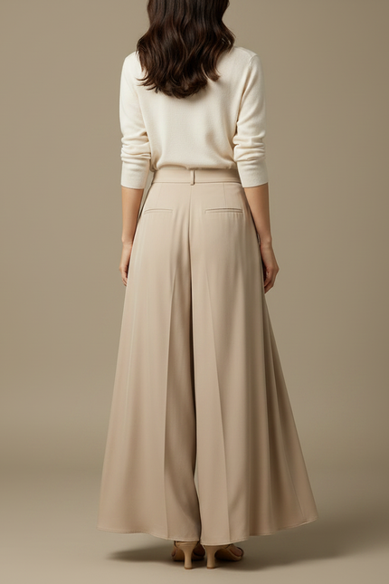 Jupe Pantalon Grande Taille - Beige Viscose - vue 2