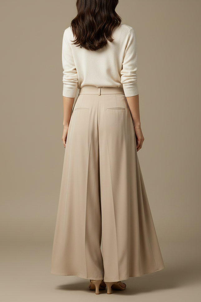 Jupe Pantalon Grande Taille - Beige Viscose - vue 2