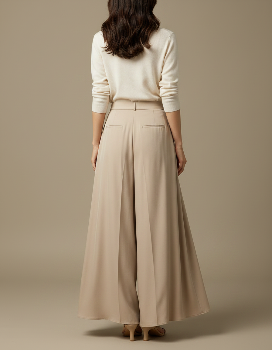 Jupe Pantalon Grande Taille - Beige Viscose - vue 2