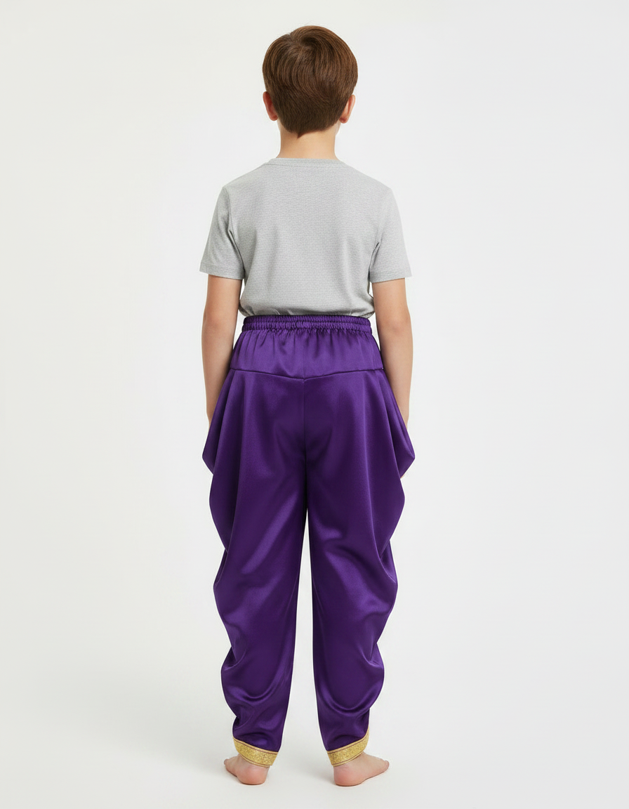 Pantalon Jupe Violet Satiné Ample Doré Enfant - vue 2