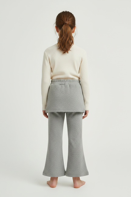 Pantalon Jupe Gris Coton Évasé Superposé Enfant - Molleton - vue 2