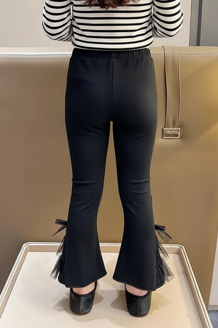 Pantalon Jupe Noir Évasé Volants Tulle Fille - Maille