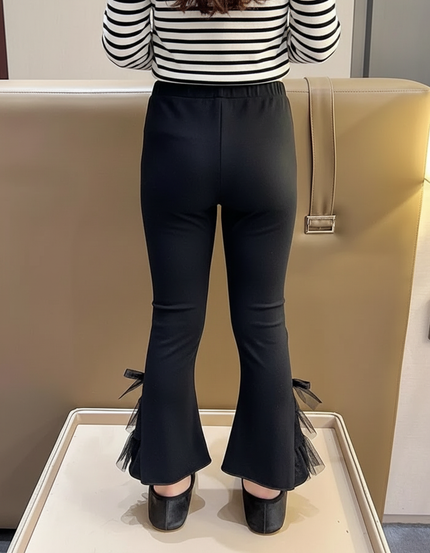 Pantalon Jupe Noir Évasé Volants Tulle Fille - Maille