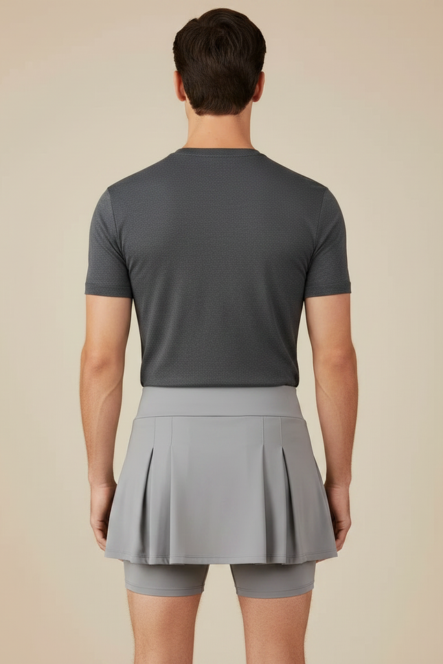 Pantalon Jupe Gris Plissé Sportif Court Respirant - Polyester - vue 2