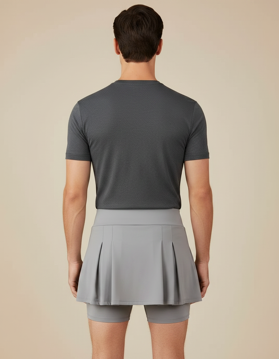 Pantalon Jupe Gris Plissé Sportif Court Respirant - Polyester - vue 2