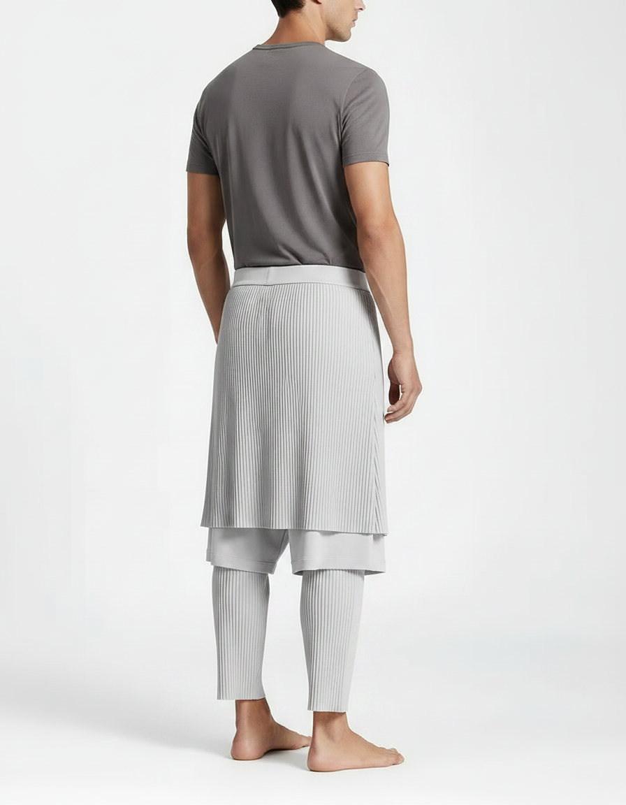 Ensemble Jupe Pantalon - Gris Maille - vue 2