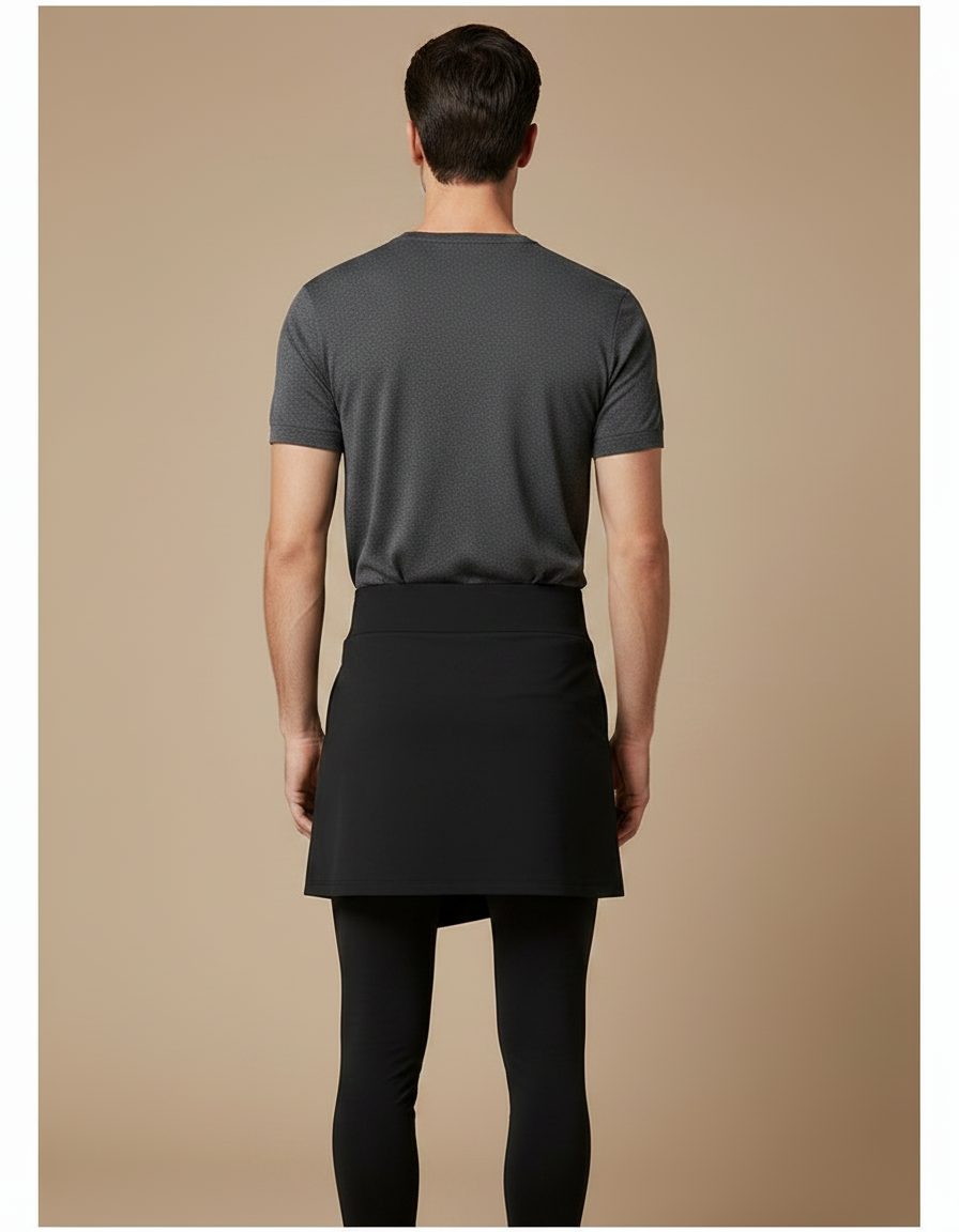 Pantalon Jupe Noir Asymétrique Sport Homme - Polyester - vue 2