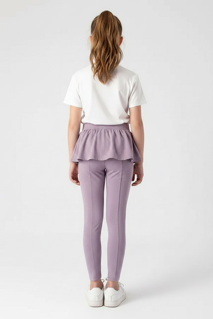 Pantalon Jupe Enfant Violet Coton Confortable Volants - vue 2