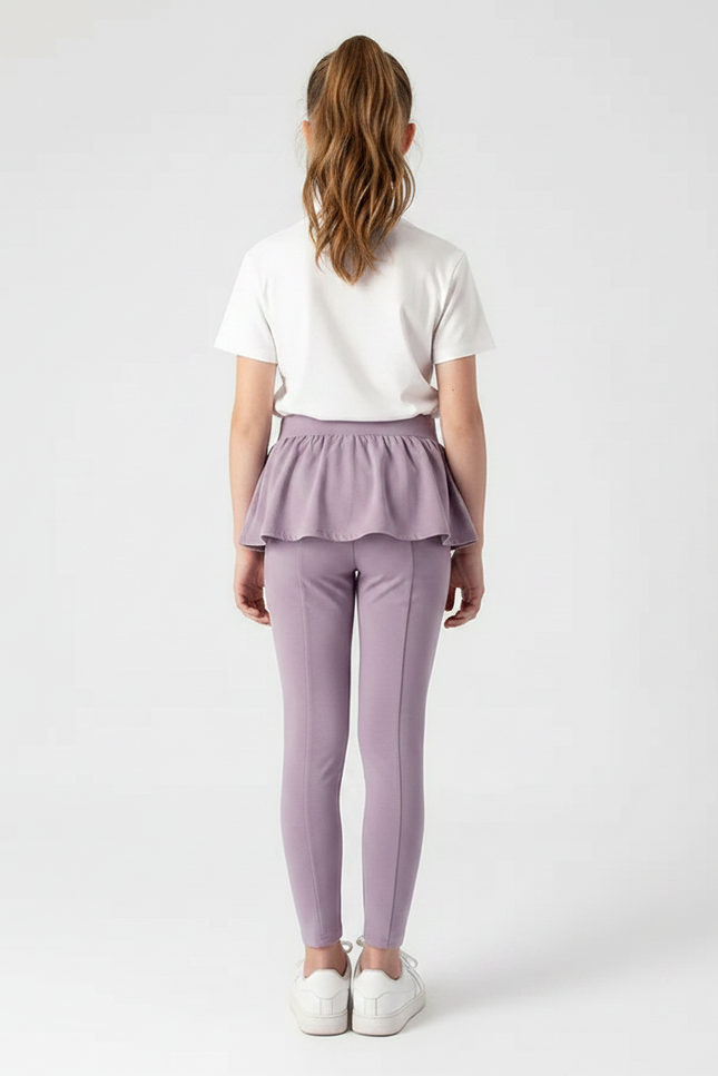 Pantalon Jupe Enfant Violet Coton Confortable Volants - vue 2