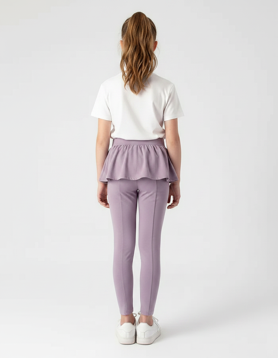 Pantalon Jupe Enfant Violet Coton Confortable Volants - vue 2
