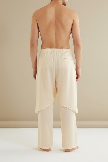 Jupe Par Dessus Pantalon - Beige Lin - vue 2