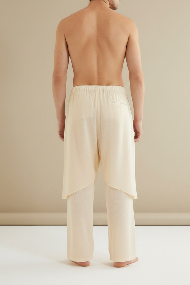 Jupe Par Dessus Pantalon - Beige Lin - vue 2