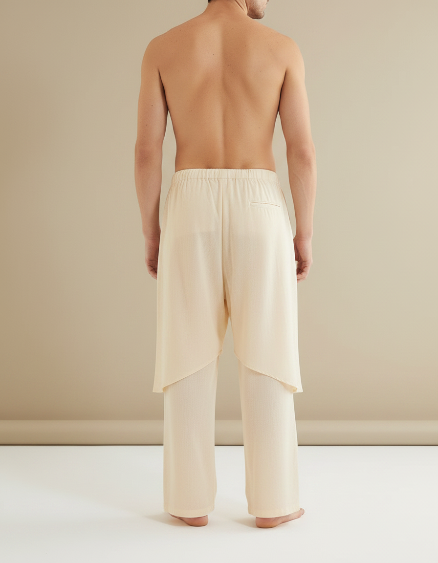 Jupe Par Dessus Pantalon - Beige Lin - vue 2