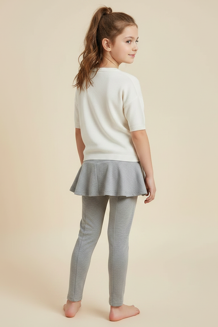 Pantalon Jupe Gris Coton Évasé Enfant - vue 2