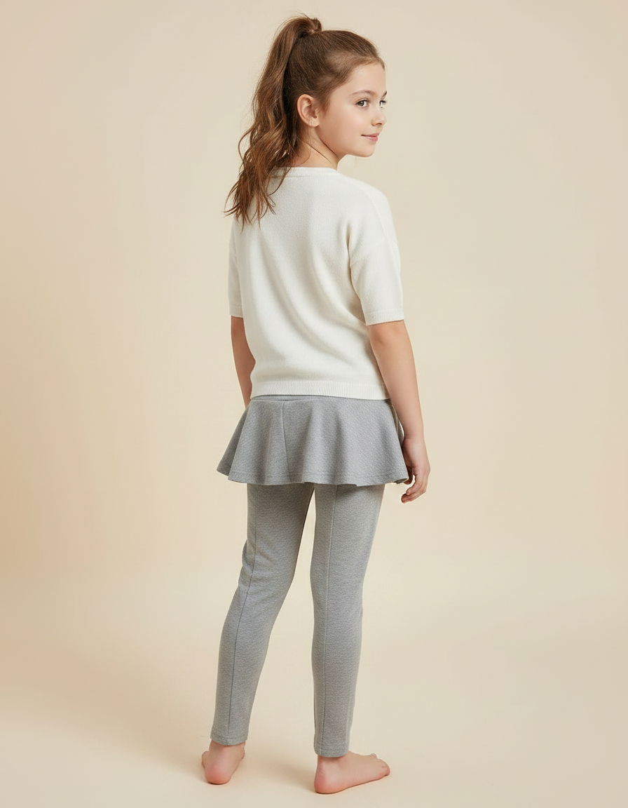 Pantalon Jupe Gris Coton Évasé Enfant - vue 2