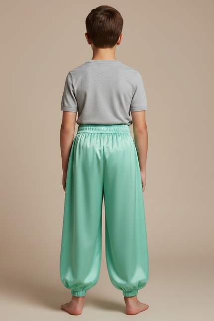 Pantalon Jupe Vert Satiné Drapé Ample Enfant - vue 2