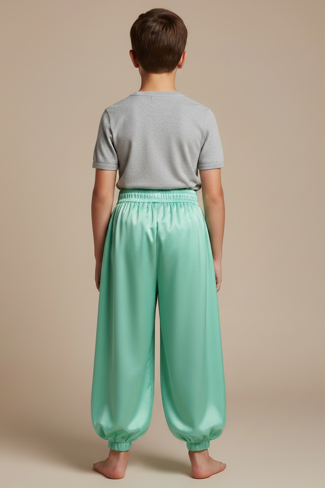 Pantalon Jupe Vert Satiné Drapé Ample Enfant - vue 2