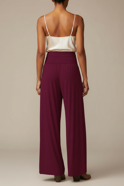 Pantalon Jupe Bordeaux Fendu Fluide Élégant Sexy - Viscose - vue 2
