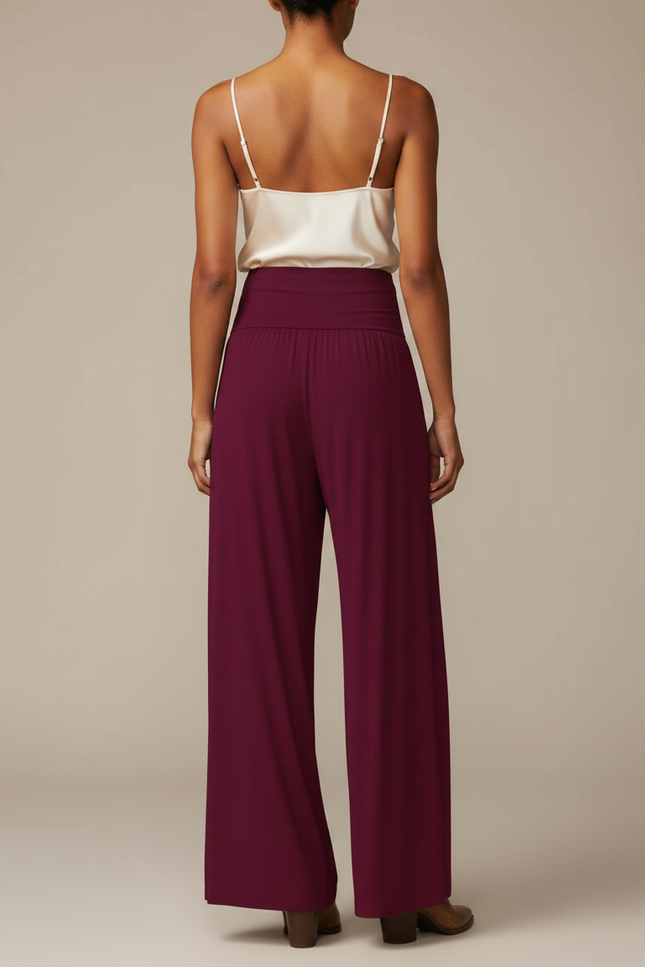 Pantalon Jupe Bordeaux Fendu Fluide Élégant Sexy - Viscose - vue 2