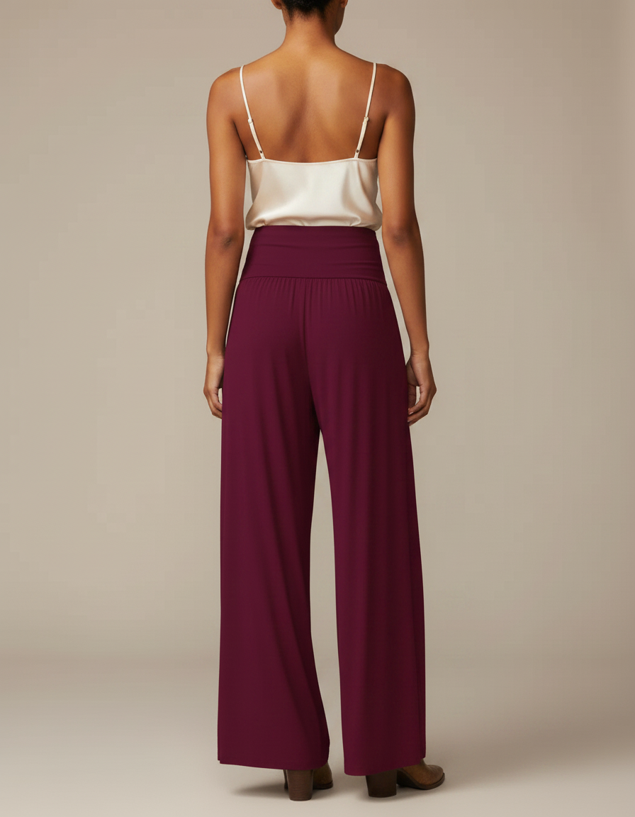 Pantalon Jupe Bordeaux Fendu Fluide Élégant Sexy - Viscose - vue 2