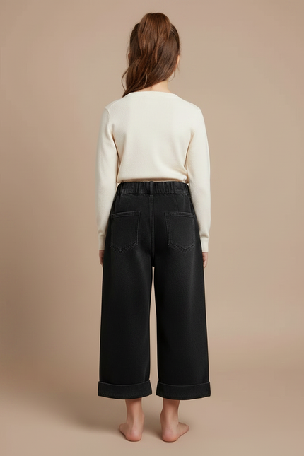 Pantalon Jupe Culotte Jean - Noir - vue 2