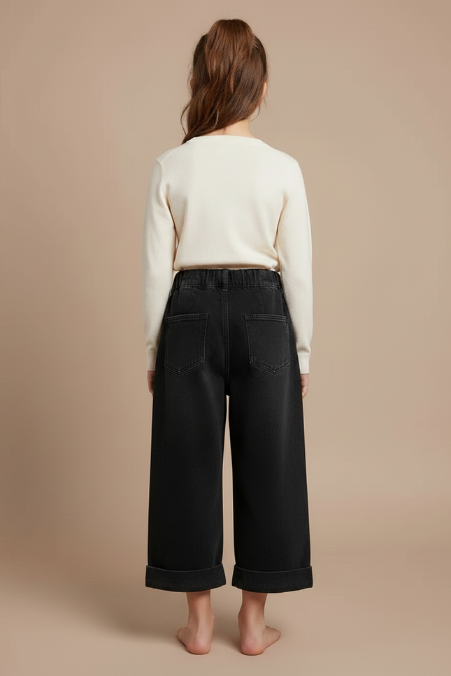 Pantalon Jupe Culotte Jean - Noir - vue 2