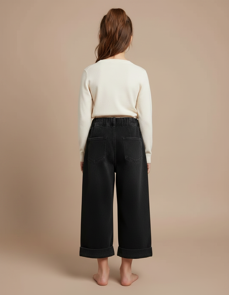 Pantalon Jupe Culotte Jean - Noir - vue 2
