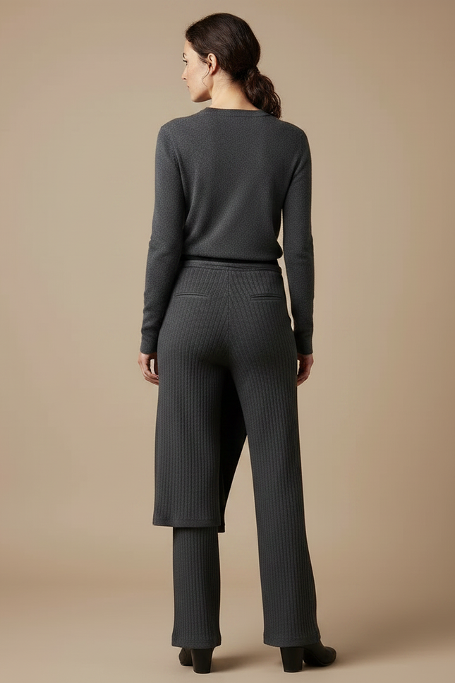 Ensemble Jupe Pantalon Femme - Gris Maille - vue 2