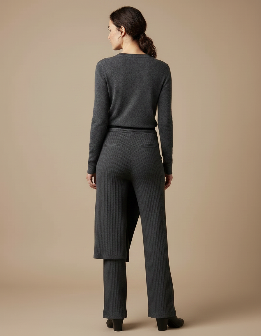 Ensemble Jupe Pantalon Femme - Gris Maille - vue 2
