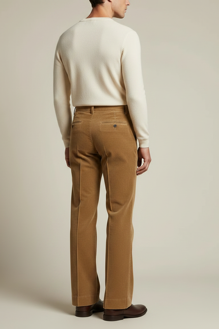 Pantalon Jupe Velours Marron Évasé Casual Homme - Camel Cordé - vue 2