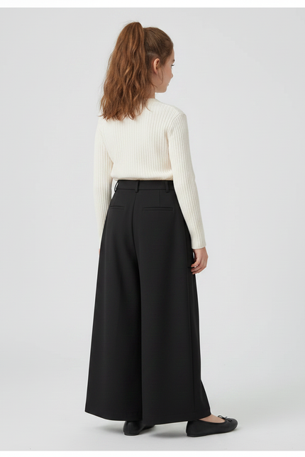 Pantalon Jupe Noir Ample Superposé Élégant Fille - Polyester - vue 2