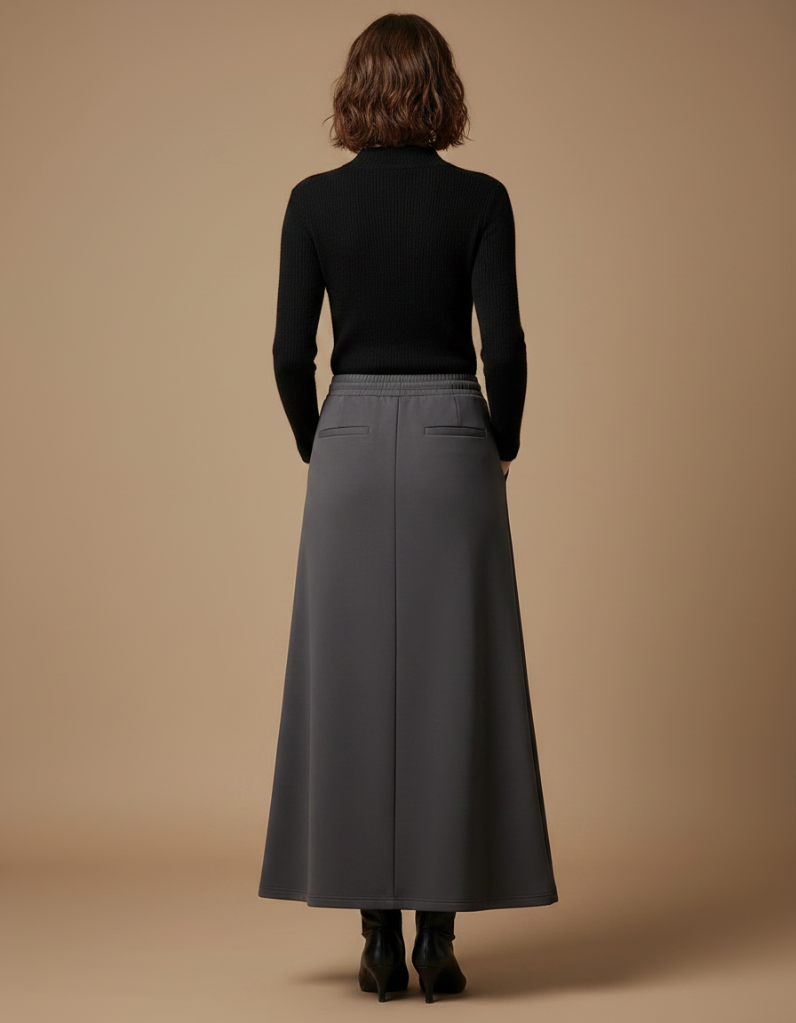 Pantalon Jupe Évasé Longue Cordon Gris Élégant - Molleton - vue 2