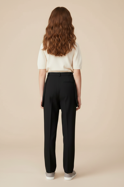 Pantalon Jupe Noir Droit Superposé Élégant - Polyester - vue 2
