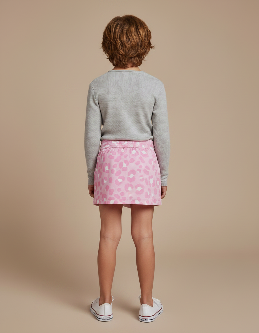 Pantalon Jupe Rose Léopard Superposé Enfant - Coton - vue 2