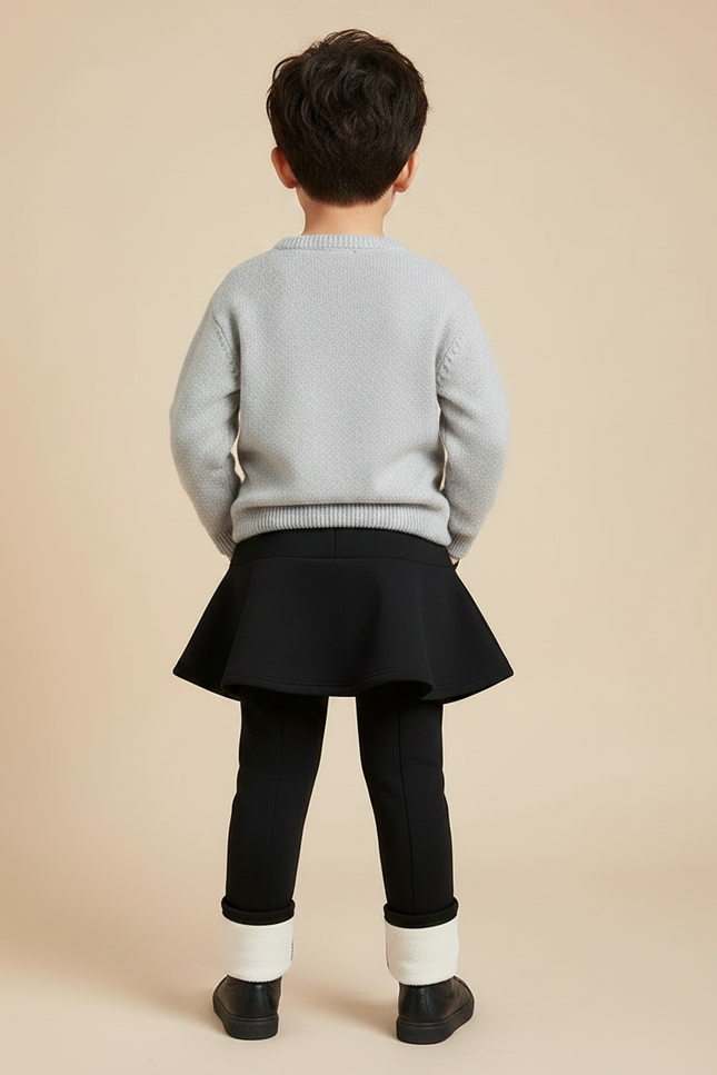 Pantalon Jupe Noir Évasé Molletonné Chaud Enfant - vue 2