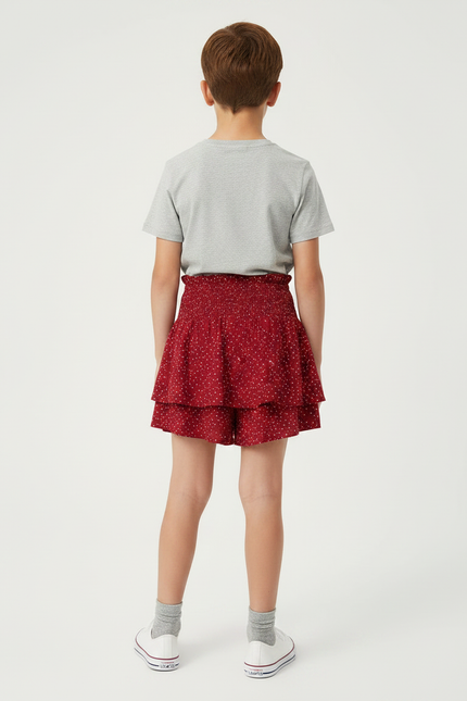 Pantalon Jupe Rouge À Pois Volants Enfant - Viscose - vue 2