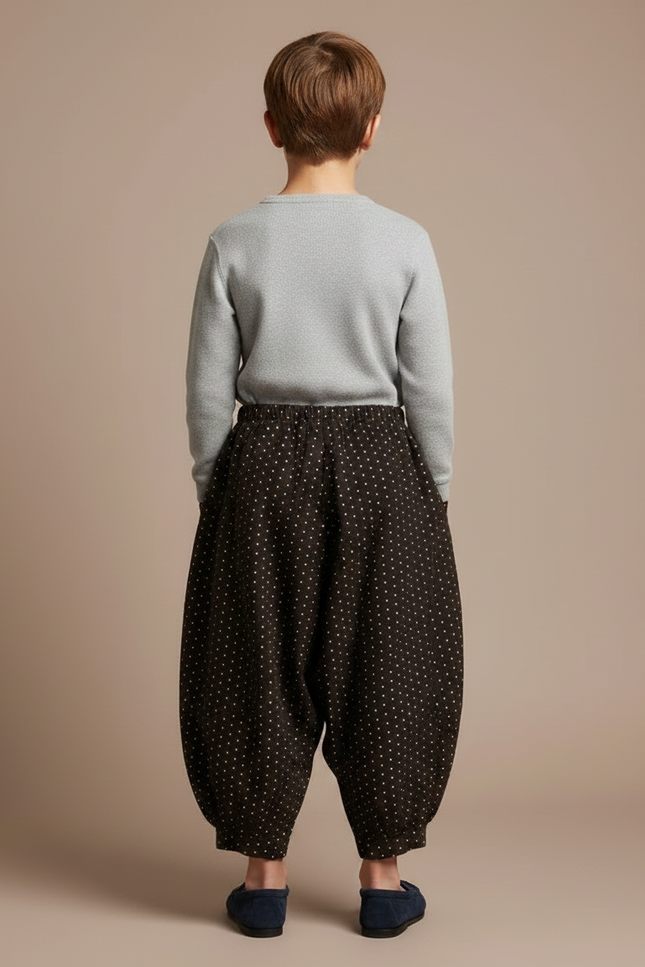 Pantalon Jupe Marron Ample Polka Dots Garçon - Molleton - vue 2