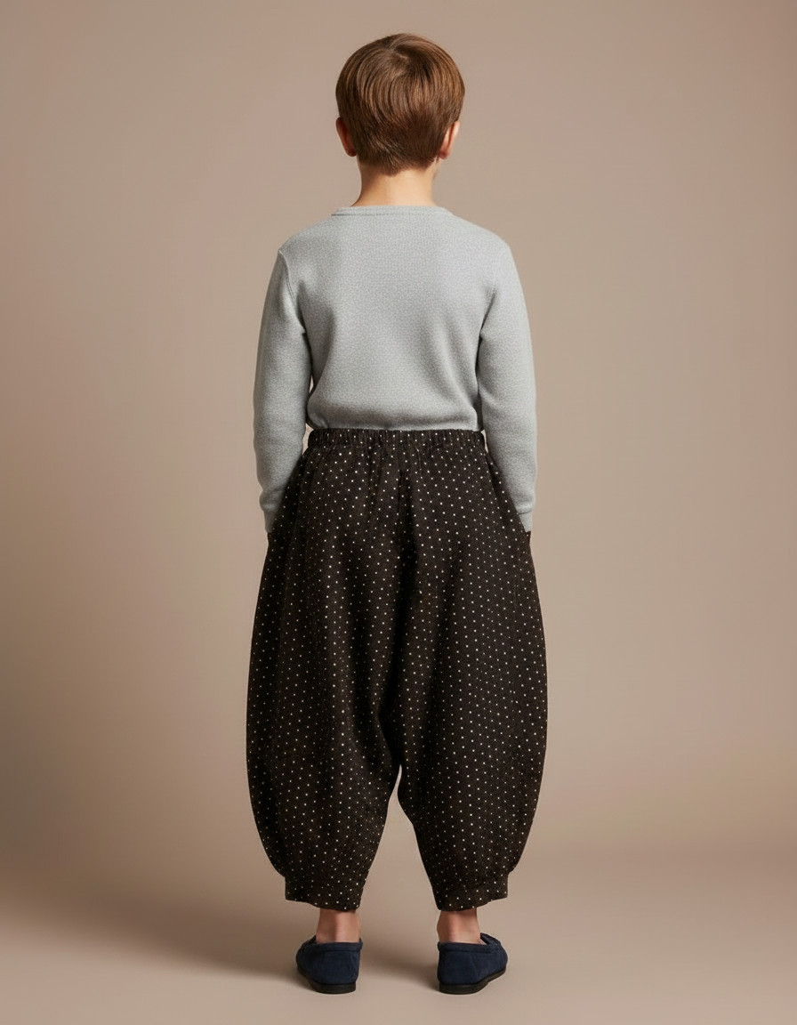 Pantalon Jupe Marron Ample Polka Dots Garçon - Molleton - vue 2